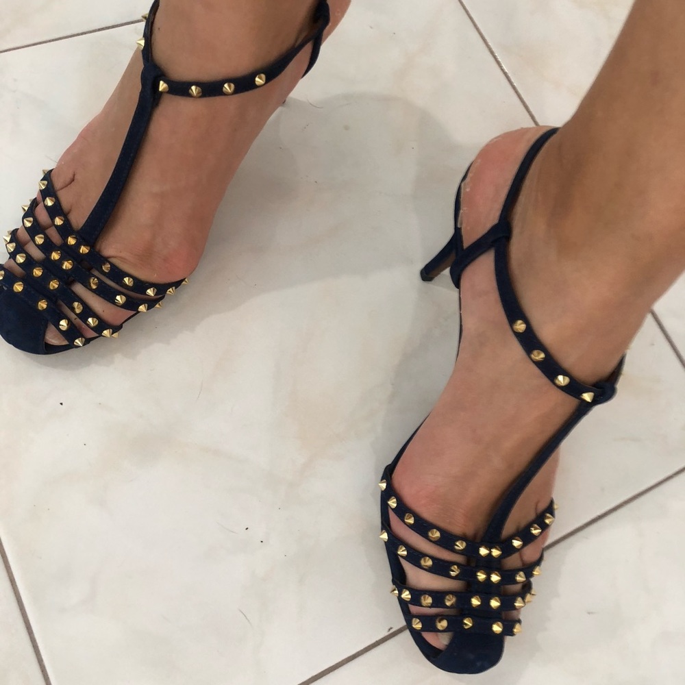 Schutz sandals embellish with gold spikes